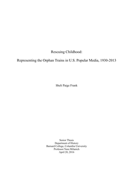 Rescuing Childhood: Representing the Orphan Trains