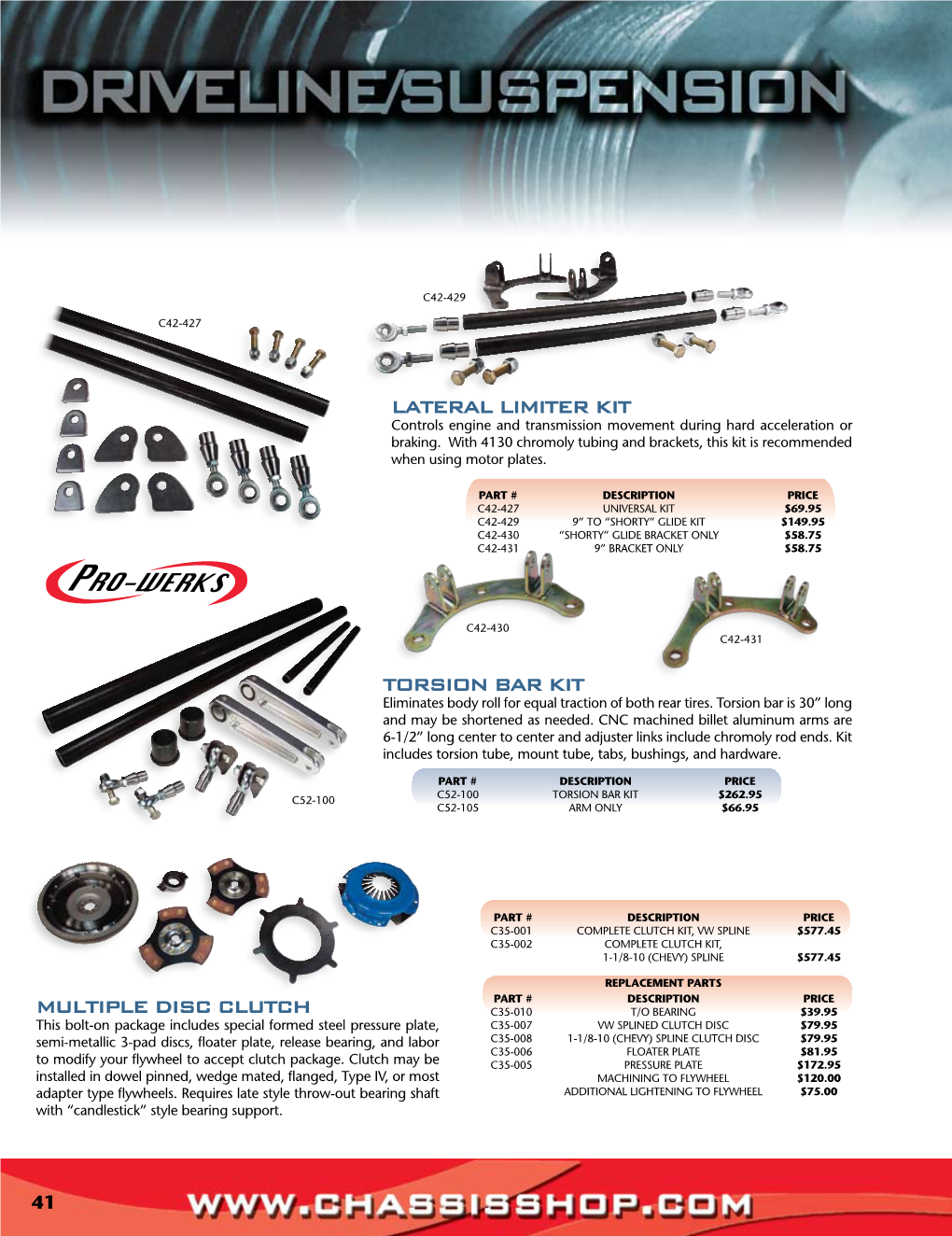 Multiple Disc Clutch Lateral Limiter Kit Torsion Bar