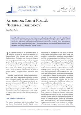 Reforming South Korea's “Imperial Presidency”