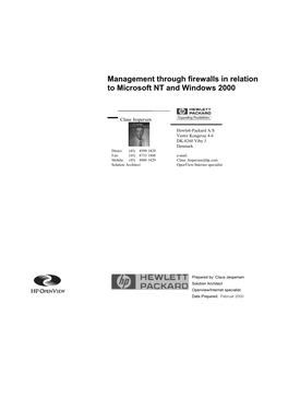 Management Through Firewalls in Relation to Microsoft NT and Windows 2000