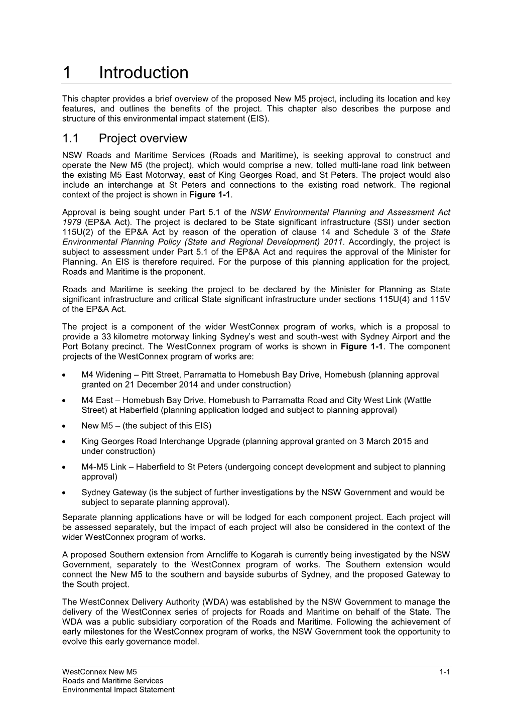 Westconnex New M5 1-1 Roads and Maritime Services Environmental Impact Statement