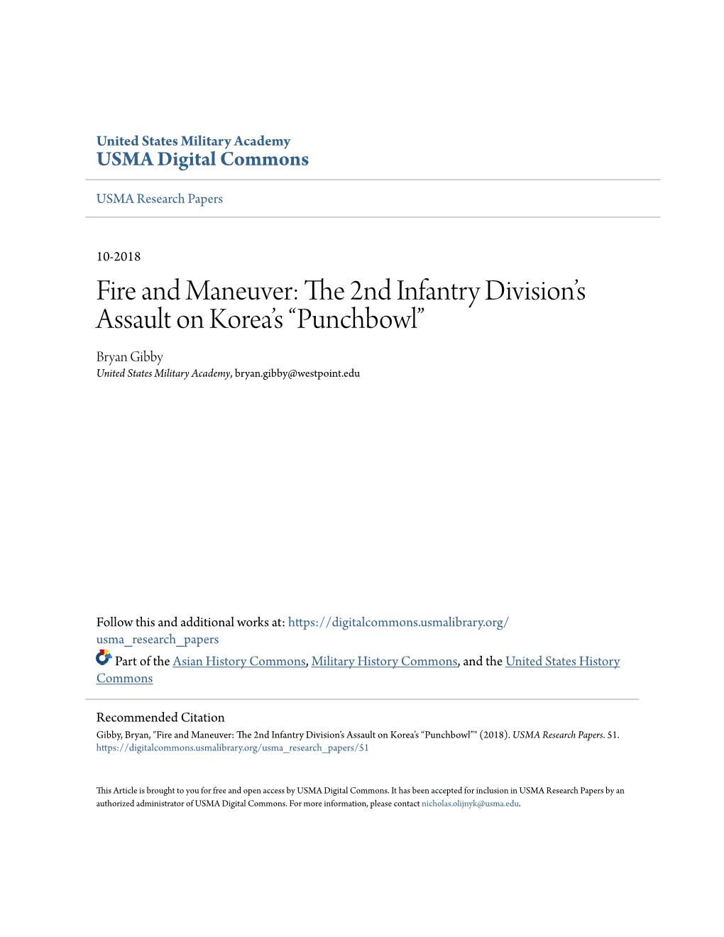 The 2Nd Infantry Division's Assault on Korea's