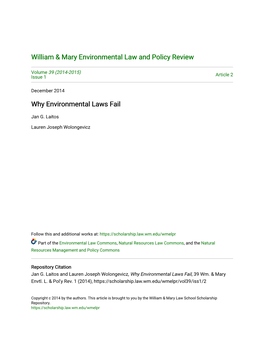 Why Environmental Laws Fail