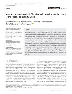 Mantle Resistance Against Gibraltar Slab Dragging As a Key Cause of the Messinian Salinity Crisis