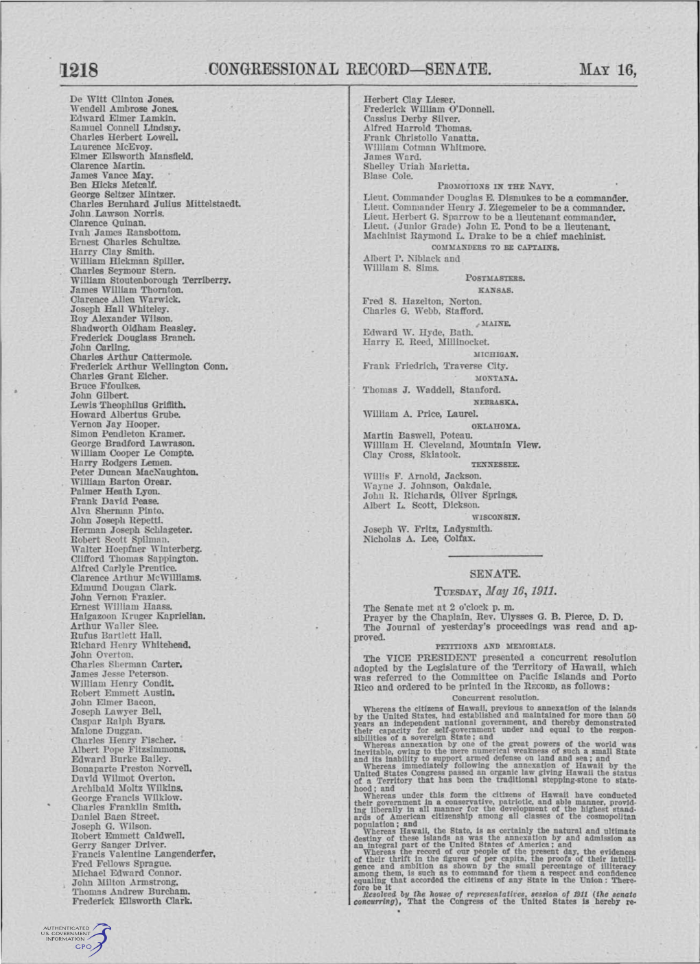 F.1218 .T30ngressional RECORD-SENATE