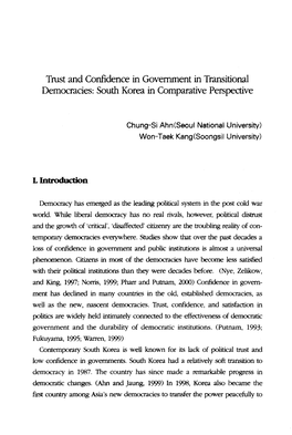 Trust and Confidence in Government in Transitional Democracies: South Korea in Comparative Perspective
