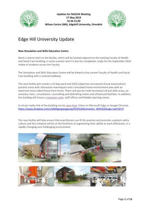 Edge Hill University Update