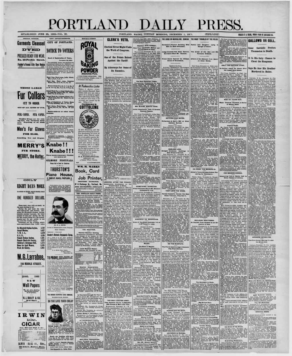 Portland Daily Press: December 01,1891
