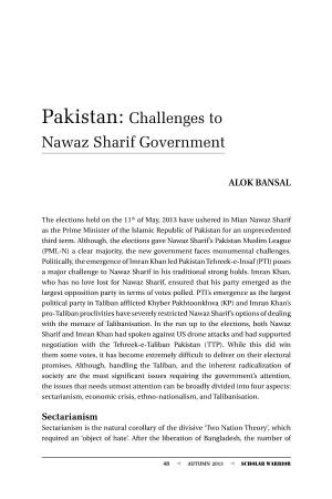Pakistan: Challenges to Nawaz Sharif Government