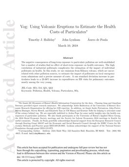 Using Volcanic Eruptions to Estimate the Health Costs of Particulates