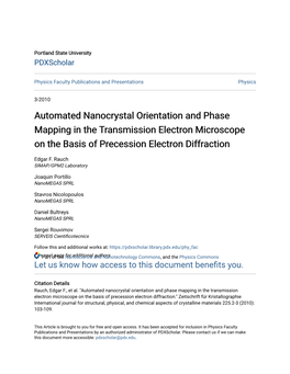 Automated Nanocrystal Orientation and Phase Mapping in the Transmission Electron Microscope on the Basis of Precession Electron Diffraction
