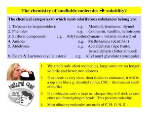 The Chemistry of Smellable Molecules → Volatility?