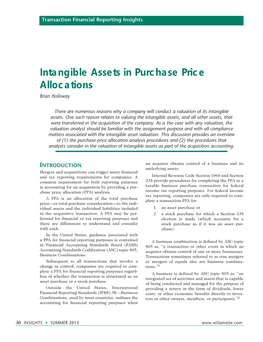 Intangible Assets in Purchase Price Allocations Brian Holloway