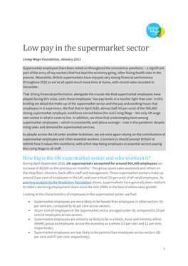 Low Pay in the Supermarket Sector