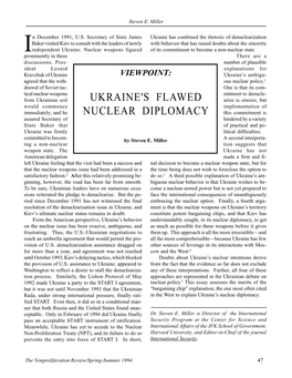 Npr 1.3: Ukraine's Flawed Nuclear Diplomacy