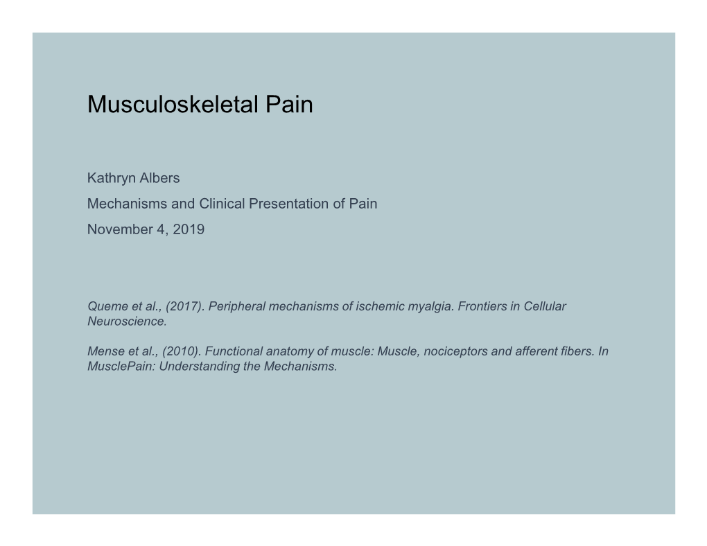 Musculoskeletal Pain