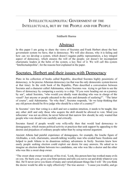 Abstract Socrates, Herbert and Their Issues with Democracy