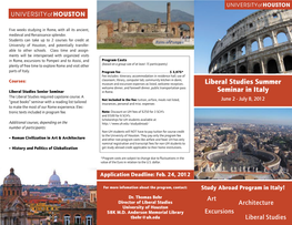Liberal Studies Summer Seminar in Italy