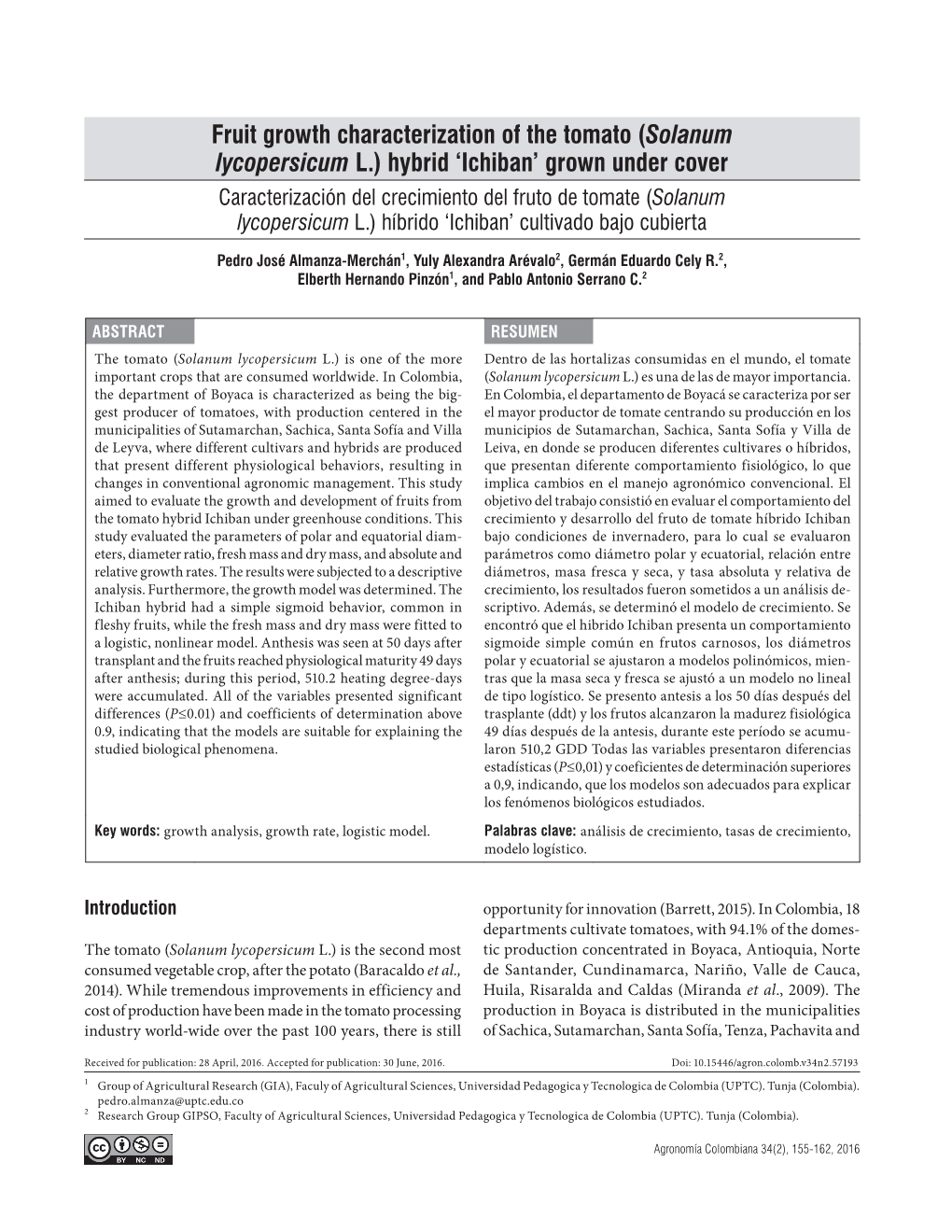 Fruit Growth Characterization of the Tomato