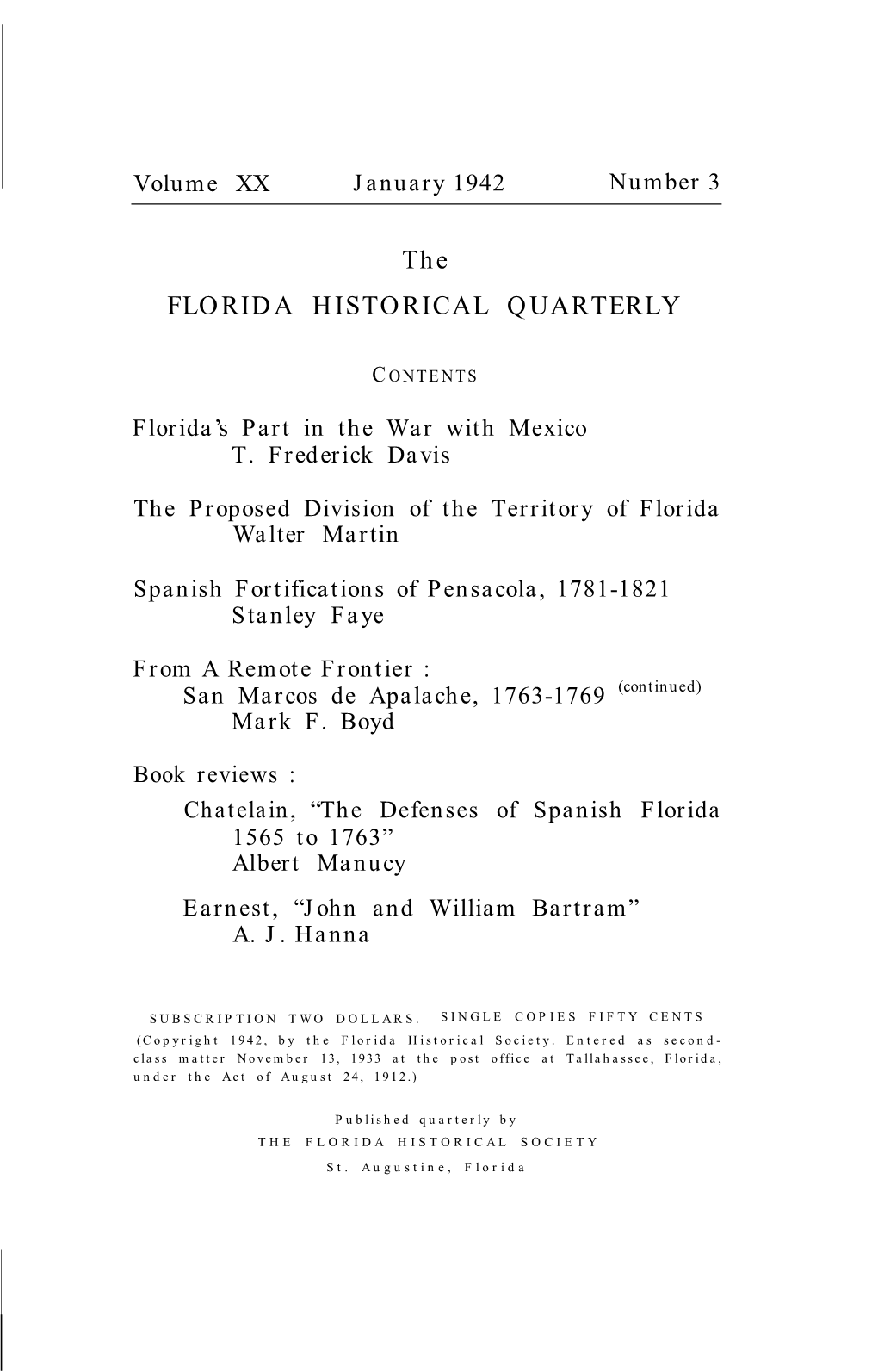 The FLORIDA HISTORICAL QUARTERLY