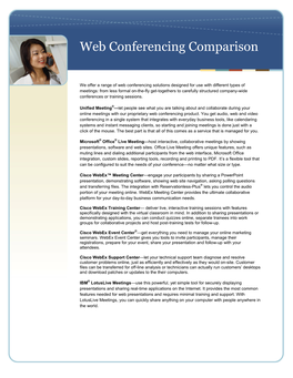 Web Conferencing Comparison