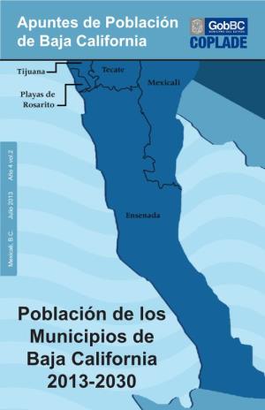 Población De Los Municipios De Baja California 2013-2030 Apuntes De Población De Baja California Apuntes De Población De Baja California