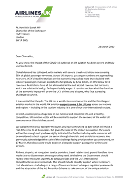 Aviation Support Letter to Chancellor of Exchequer