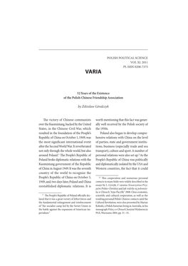 52 Years of the Existence of the Polish-Chinese Friendship Association by Zdzisław Góralczyk E Victory of Chinese Communists