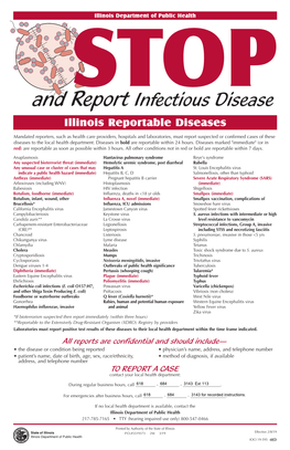 Quick View Reportable Disease List
