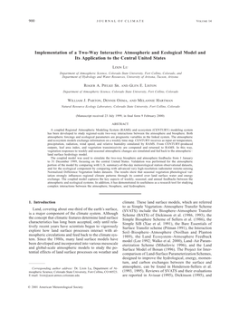 Implementation of a Two-Way Interactive Atmospheric and Ecological Model and Its Application to the Central United States