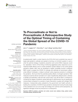 A Retrospective Study of the Optimal Timing of Containing the Global