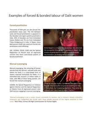 Examples of Forced & Bonded Labour of Dalit Women