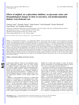 Effects of Miglitol, an Α-Glucosidase