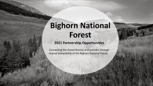 Bighorn National Forest 2021 Partnership Opportunities