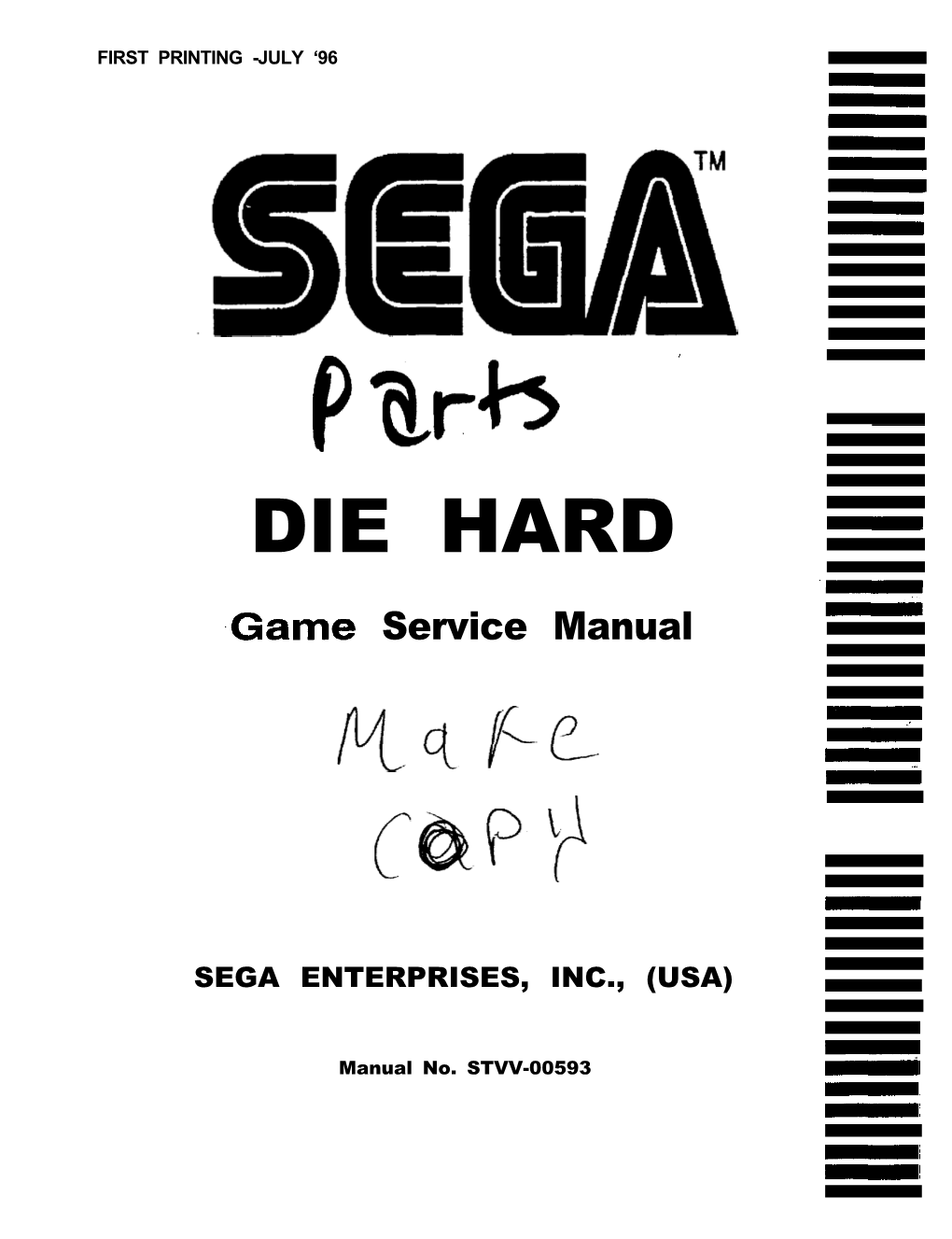 DIE HARD .Game Service Manual
