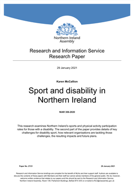 Sport and Disability in Northern Ireland