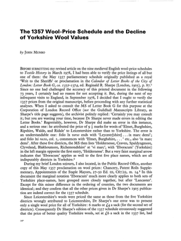 The 1357 Wool-Price Schedule and the Decline of Yorkshire Wool Values