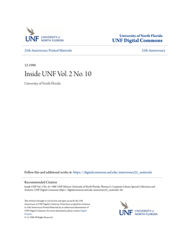 Inside UNF Vol. 2 No. 10 University of North Florida