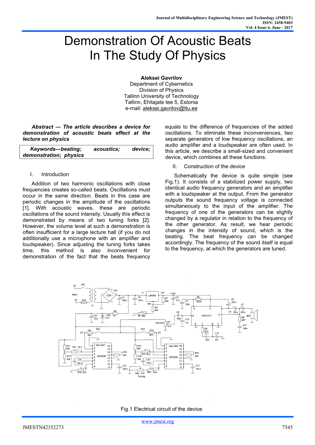 Demonstration of Acoustic Beats in the Study of Physics