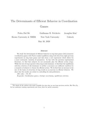 The Determinants of Efficient Behavior in Coordination Games