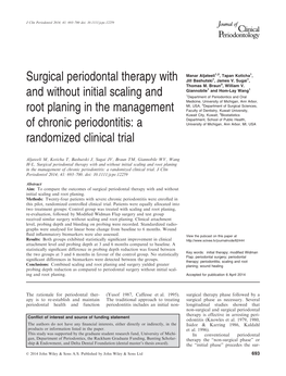 Surgical Periodontal Therapy with and Without Initial Scaling and Root Planing in the Management of Chronic Periodontitis: a Randomized Clinical Trial