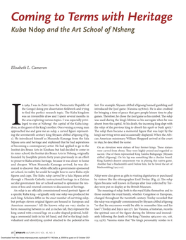 Coming to Terms with Heritage Kuba Ndop and the Art School of Nsheng