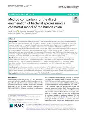 Method Comparison for the Direct Enumeration of Bacterial Species Using a Chemostat Model of the Human Colon Ines B
