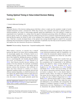 Testing Optimal Timing in Value-Linked Decision Making