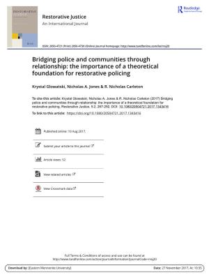 Bridging Police and Communities Through Relationship: the Importance of a Theoretical Foundation for Restorative Policing