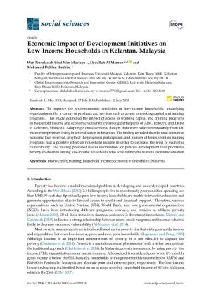 Economic Impact of Development Initiatives on Low-Income Households in Kelantan, Malaysia