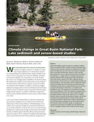 Climate Change in Great Basin National Park: Lake Sediment and Sensor-Based Studies