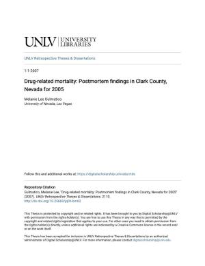 Drug-Related Mortality: Postmortem Findings in Clark County, Nevada for 2005