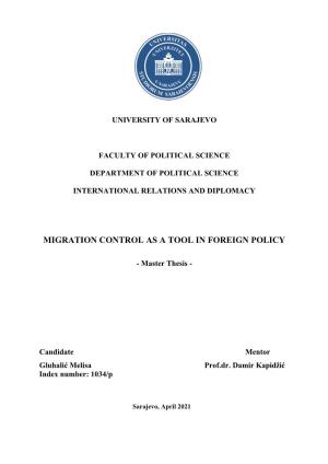 Migration Control As a Tool in Foreign Policy
