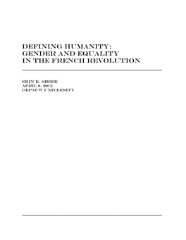 Gender and Equality in the French Revolution ______